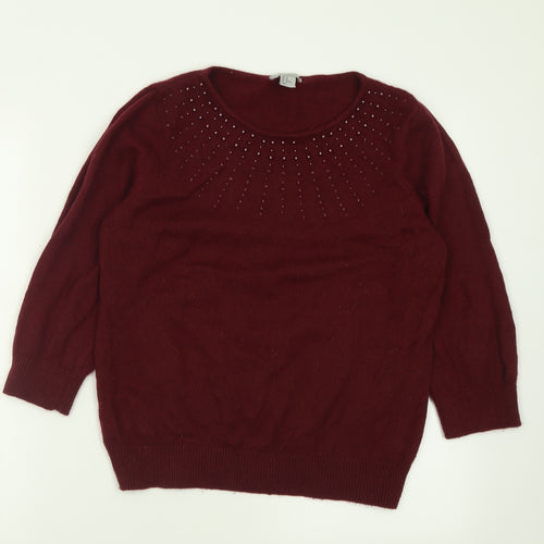 H&M Womens Purple Crew Neck  Acrylic Pullover Jumper Size M