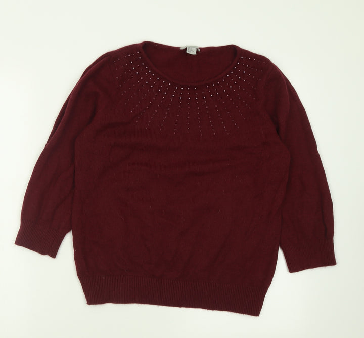 H&M Womens Purple Crew Neck  Acrylic Pullover Jumper Size M