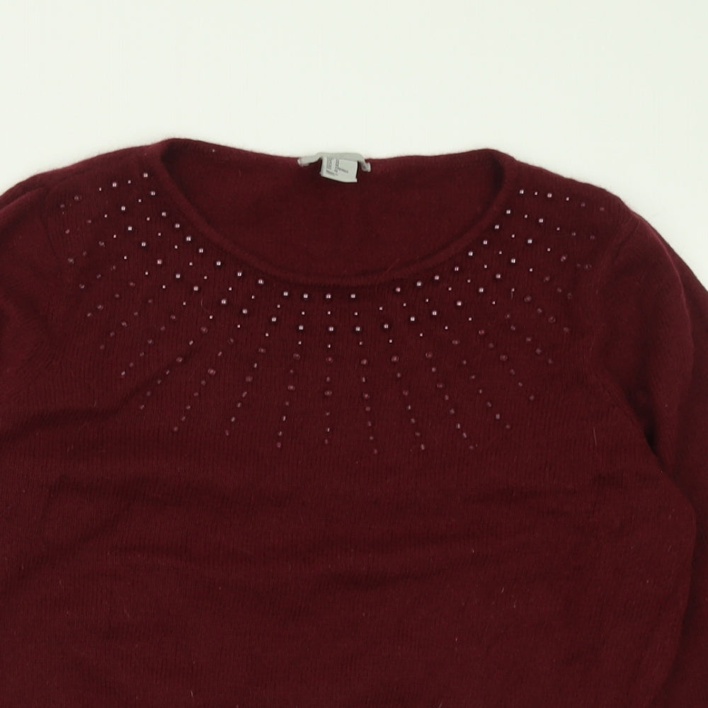 H&M Womens Purple Crew Neck  Acrylic Pullover Jumper Size M