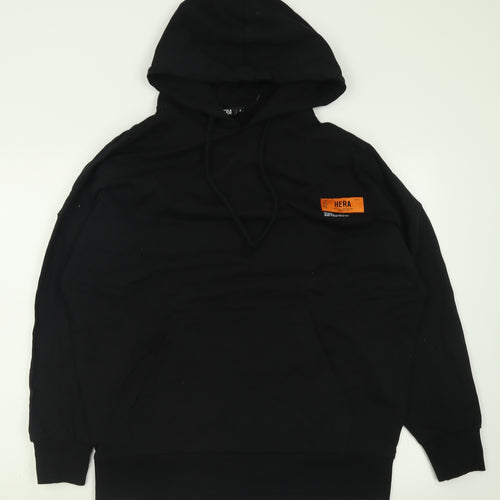 Hera Mens Black  Cotton Pullover Hoodie Size M