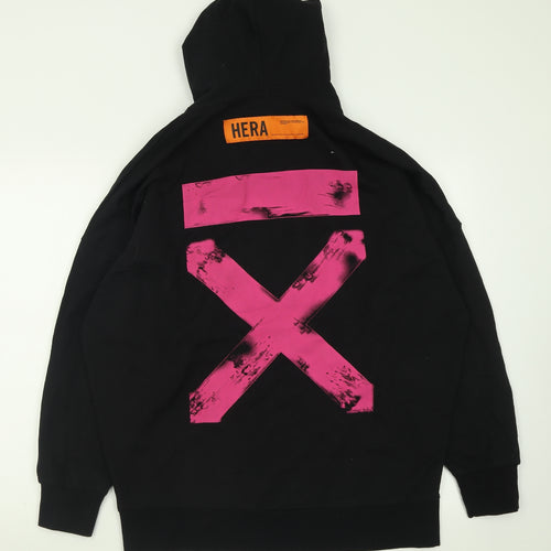 Hera Mens Black  Cotton Pullover Hoodie Size M