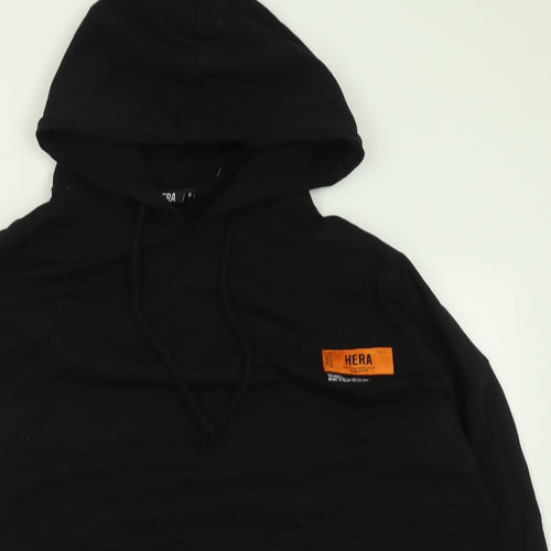 Hera Mens Black  Cotton Pullover Hoodie Size M