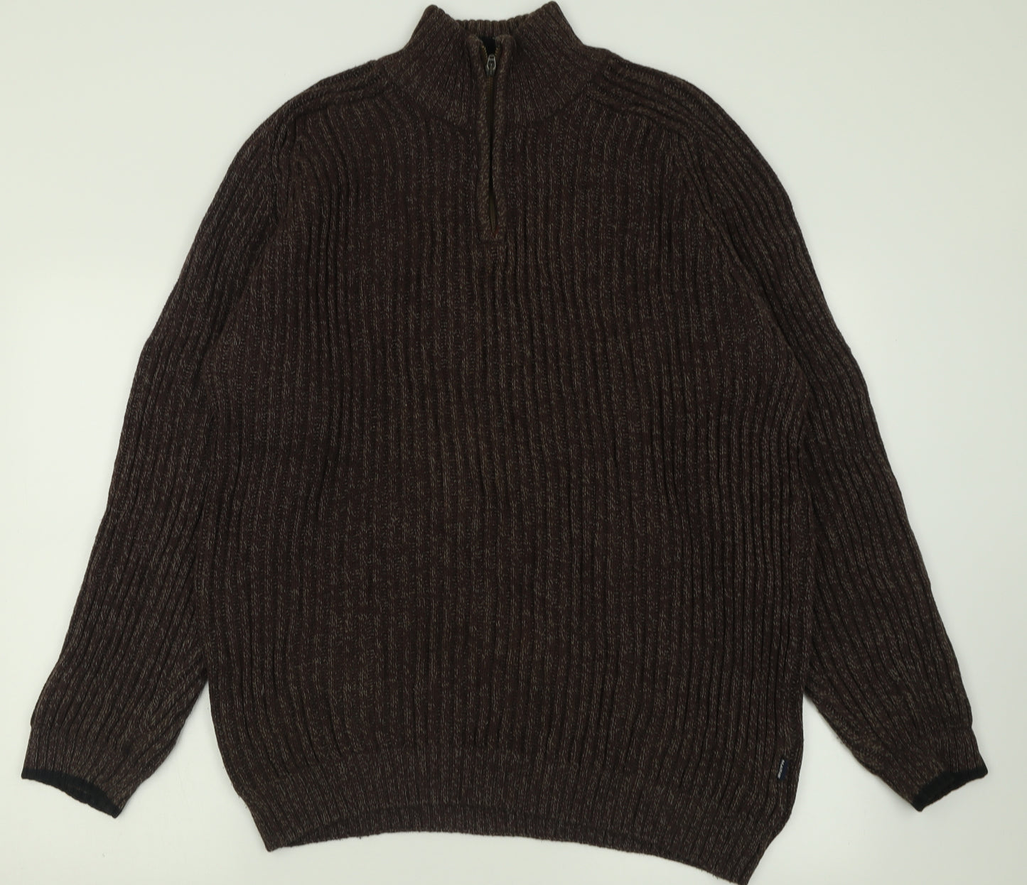 Maine Mens Brown High Neck  Cotton Pullover Jumper Size M