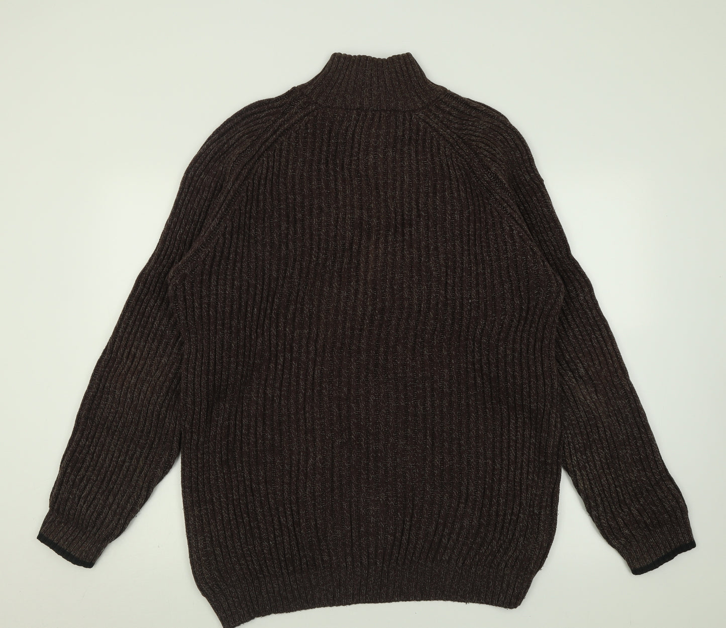 Maine Mens Brown High Neck  Cotton Pullover Jumper Size M