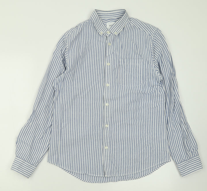 Burton Mens Blue Striped Cotton Button-Up Size M Collared Button