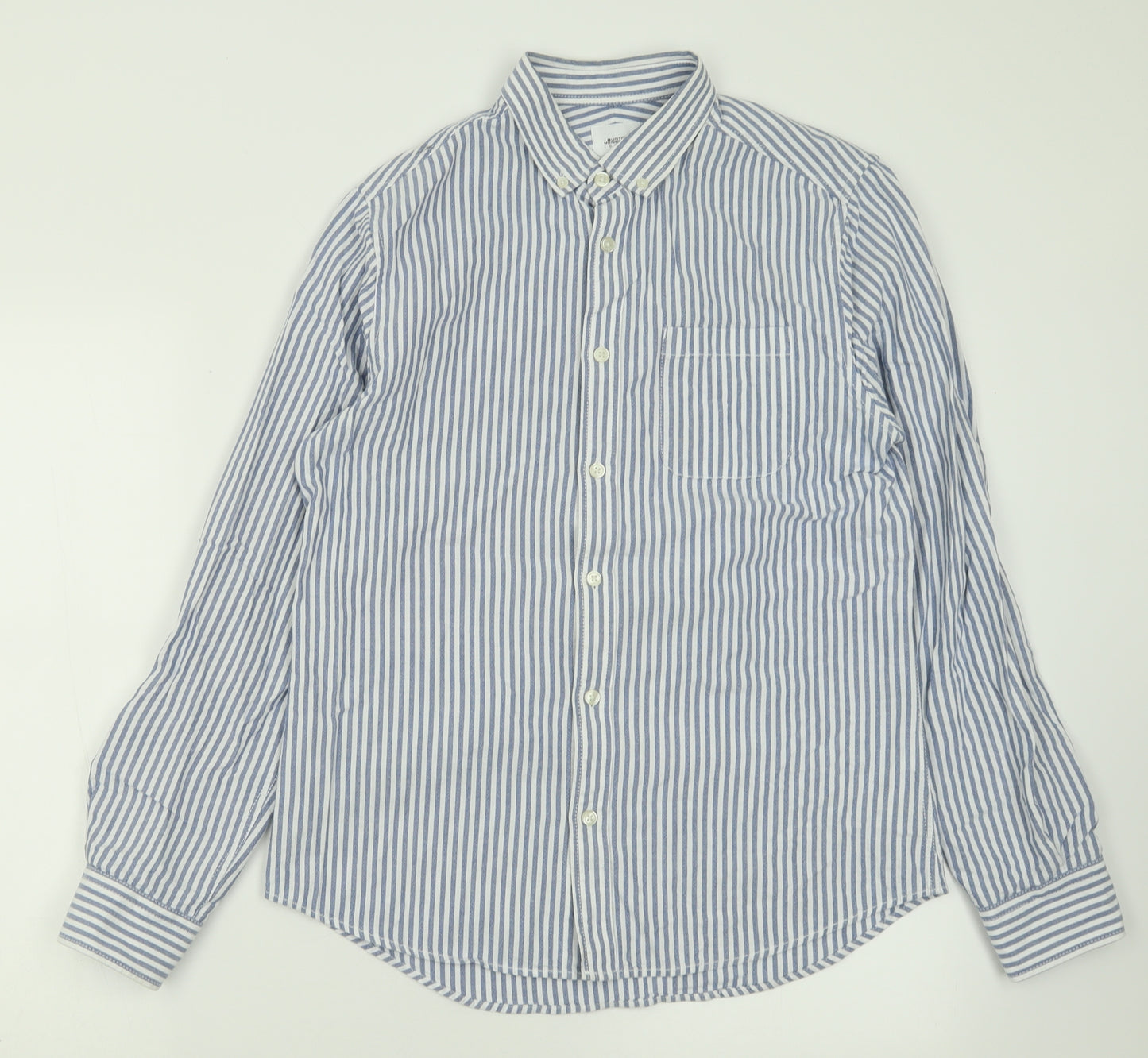 Burton Mens Blue Striped Cotton  Button-Up Size M Collared Button