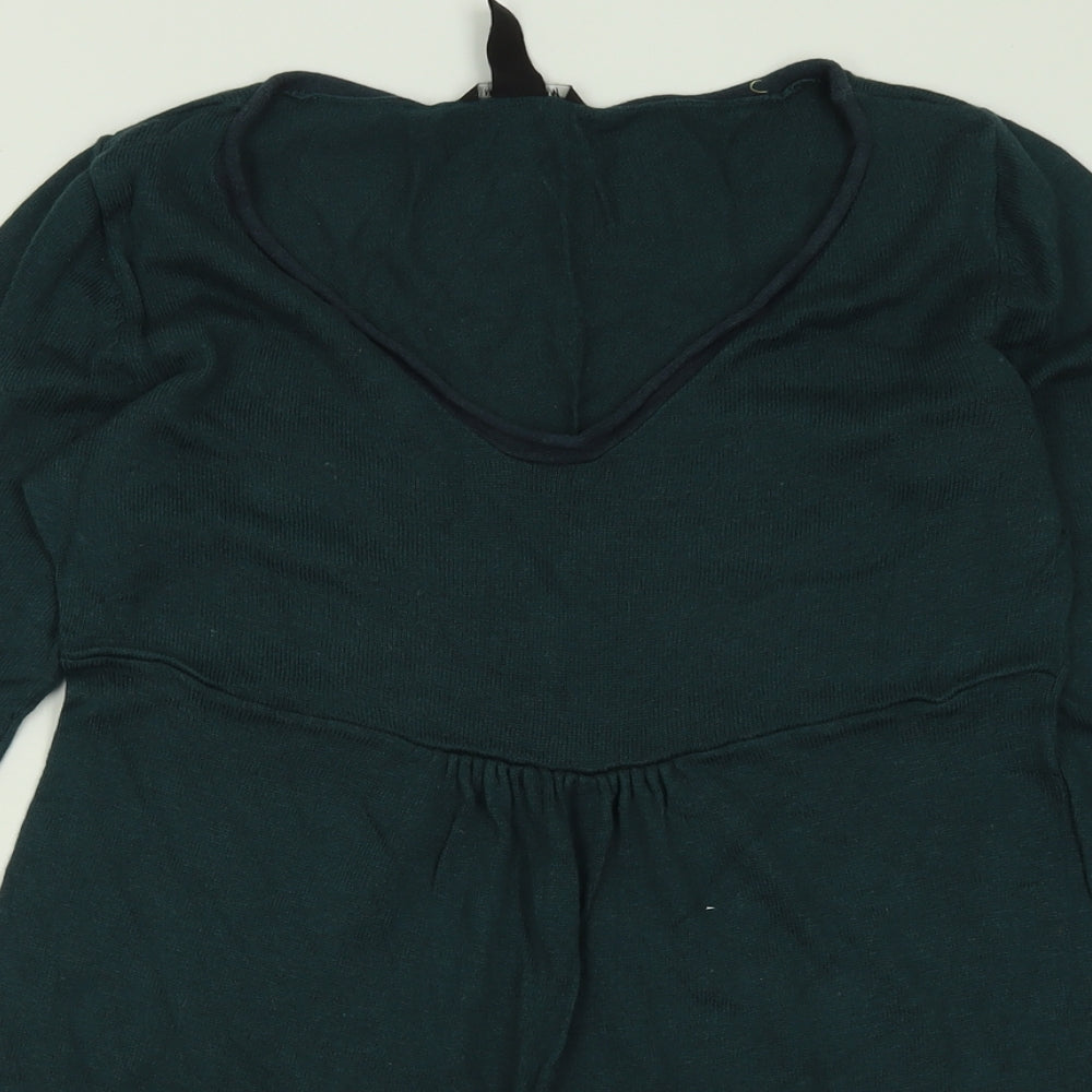H&M Womens Green Crew Neck  Cotton Pullover Jumper Size M