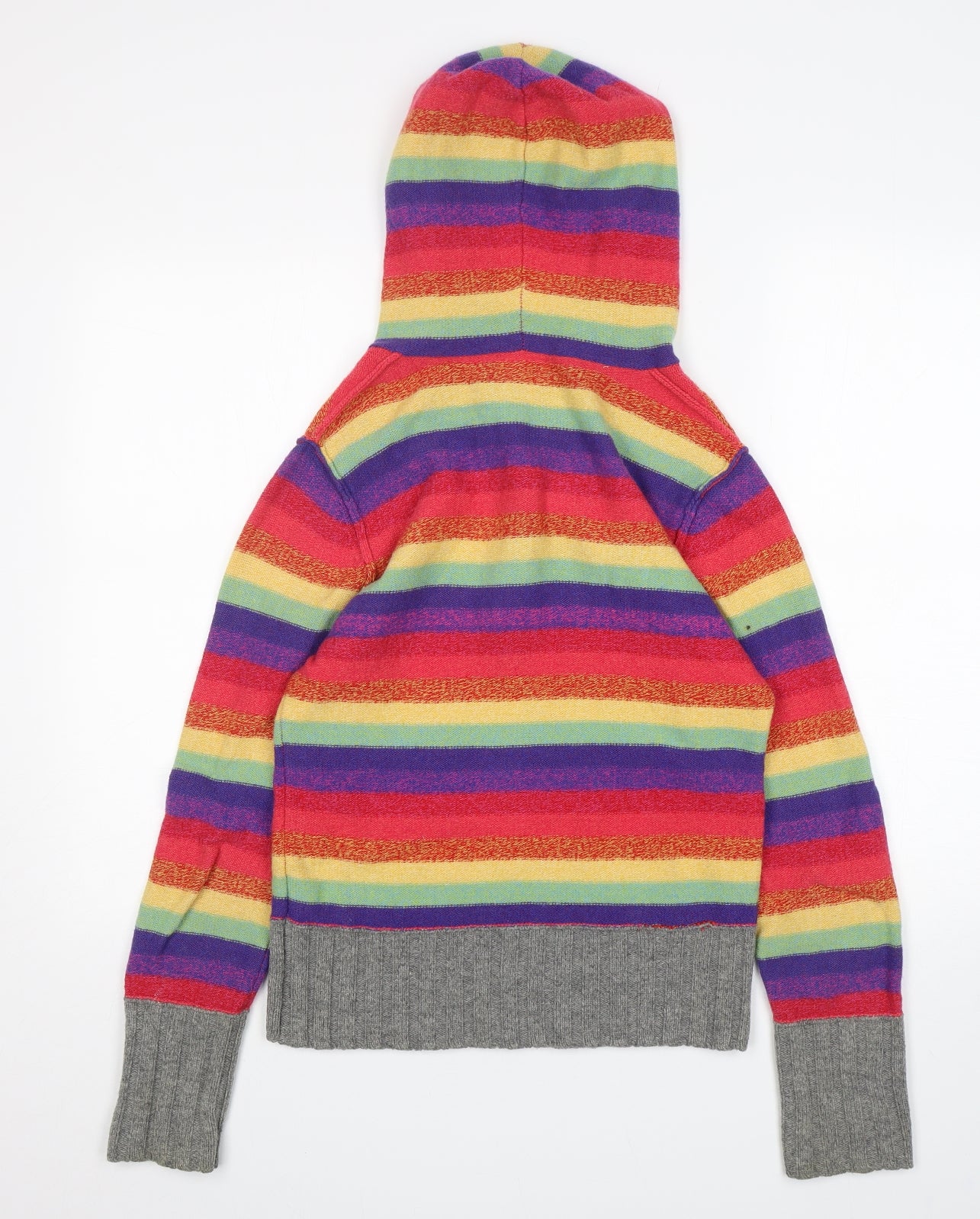 NEXT Womens Multicoloured Striped Wood Pullover Hoodie Size 12  Pullover