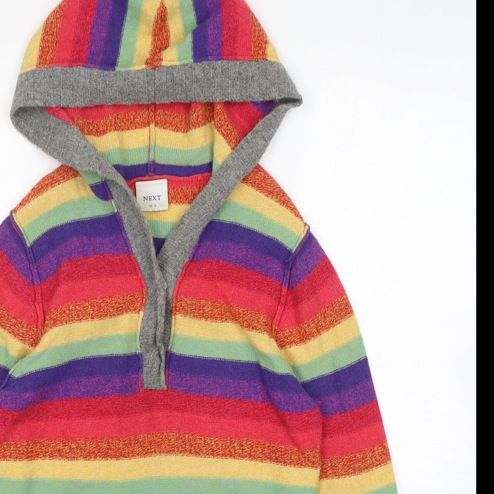 NEXT Womens Multicoloured Striped Wood Pullover Hoodie Size 12  Pullover