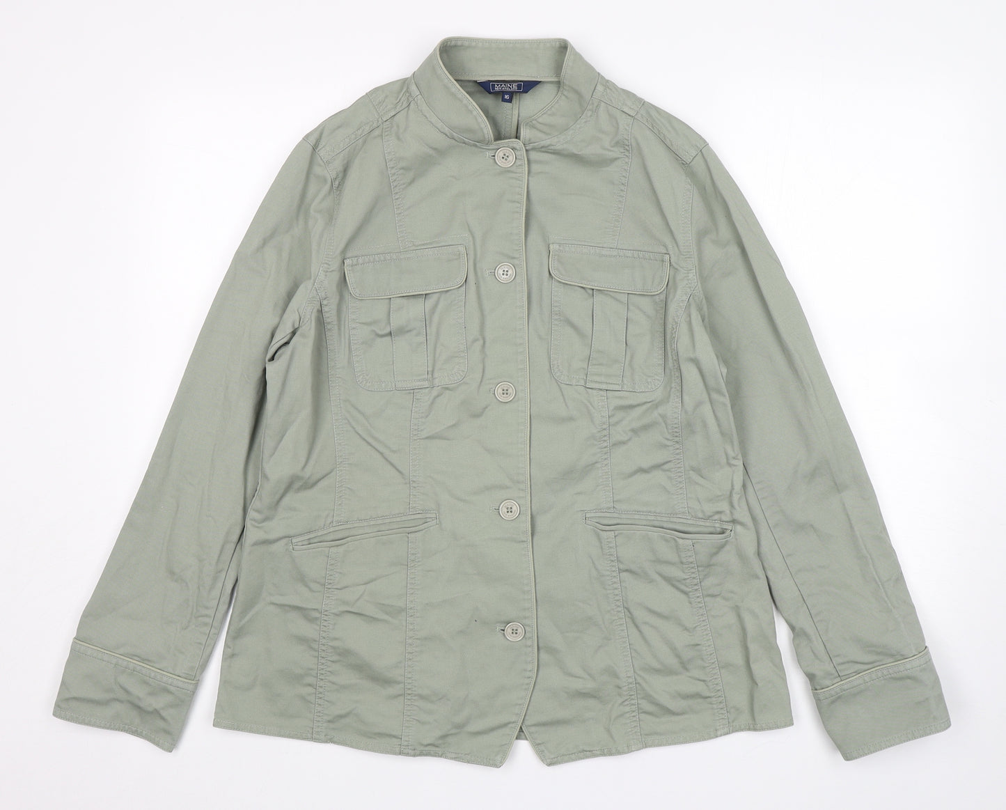 Maine New England Womens Green   Military Jacket Jacket Size 16  Button