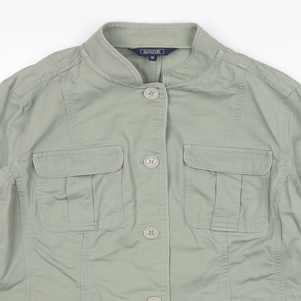 Maine New England Womens Green   Military Jacket Jacket Size 16  Button