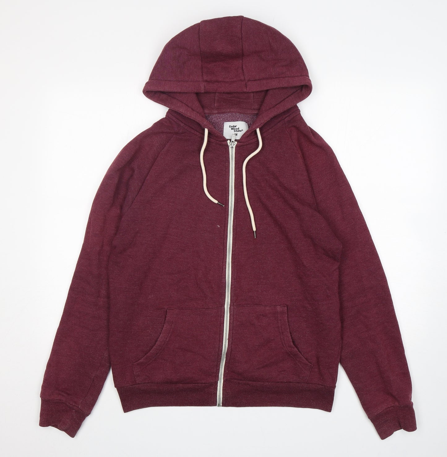 Cedar Wood State Mens Purple  Cotton Full Zip Hoodie Size M