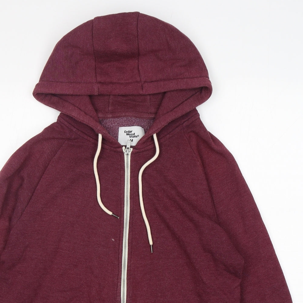 Cedar Wood State Mens Purple  Cotton Full Zip Hoodie Size M