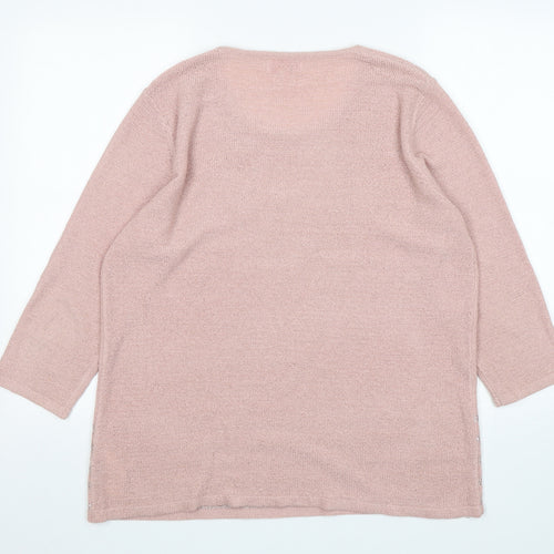 Slimma Womens Pink Round Neck  Acrylic Pullover Jumper Size 16