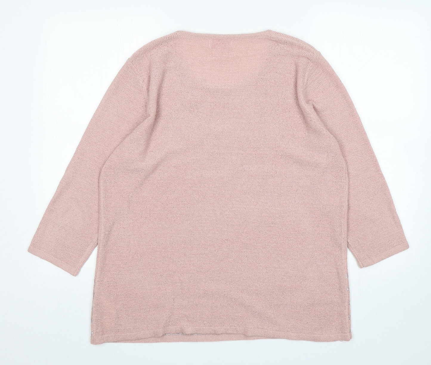 Slimma Womens Pink Round Neck  Acrylic Pullover Jumper Size 16