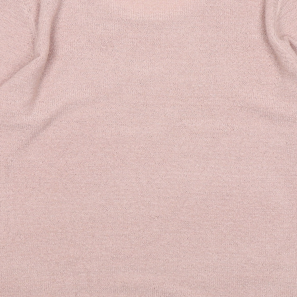 Slimma Womens Pink Round Neck  Acrylic Pullover Jumper Size 16