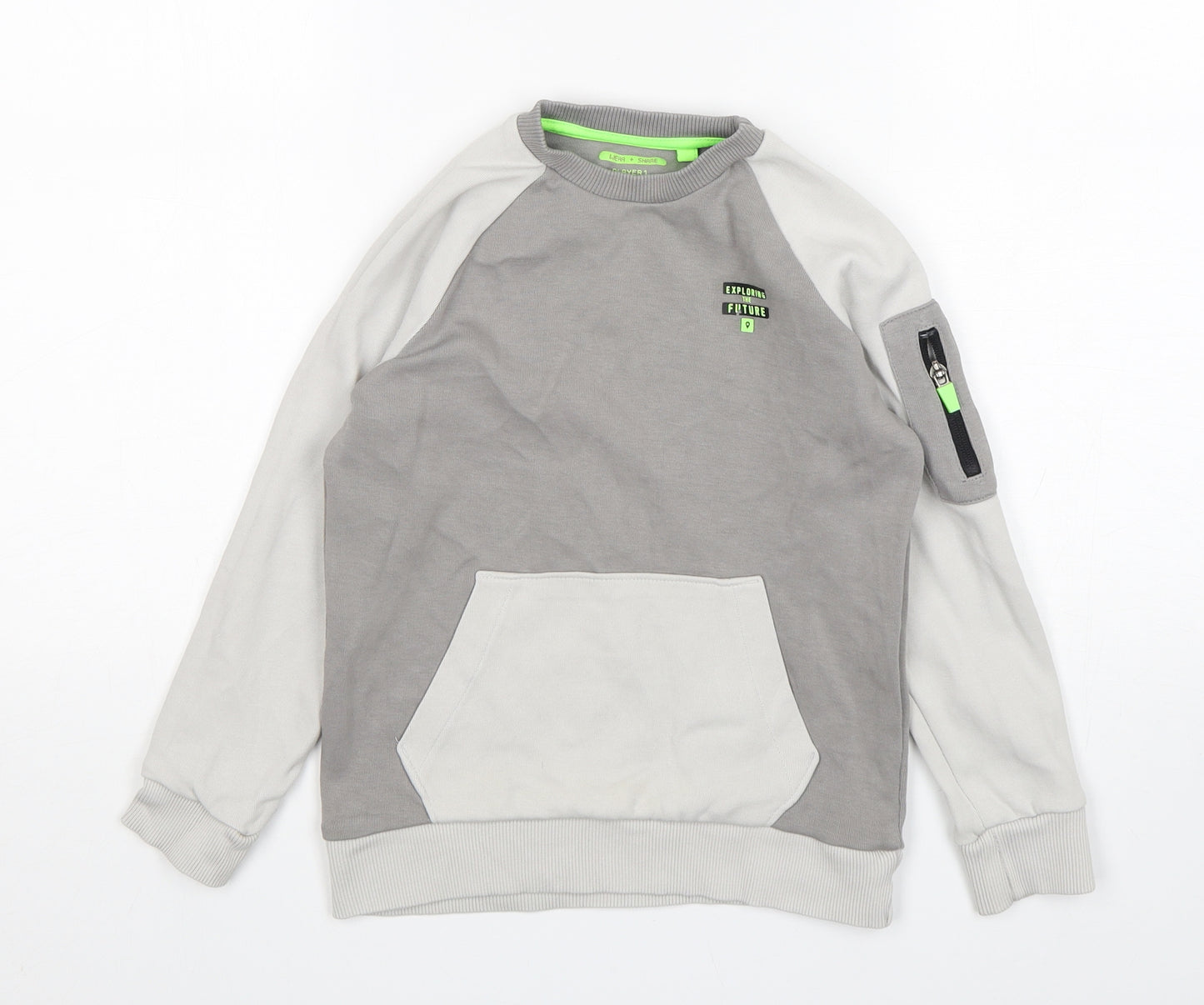 F&F Boys Grey  Cotton Pullover Sweatshirt Size 7-8 Years  Pullover