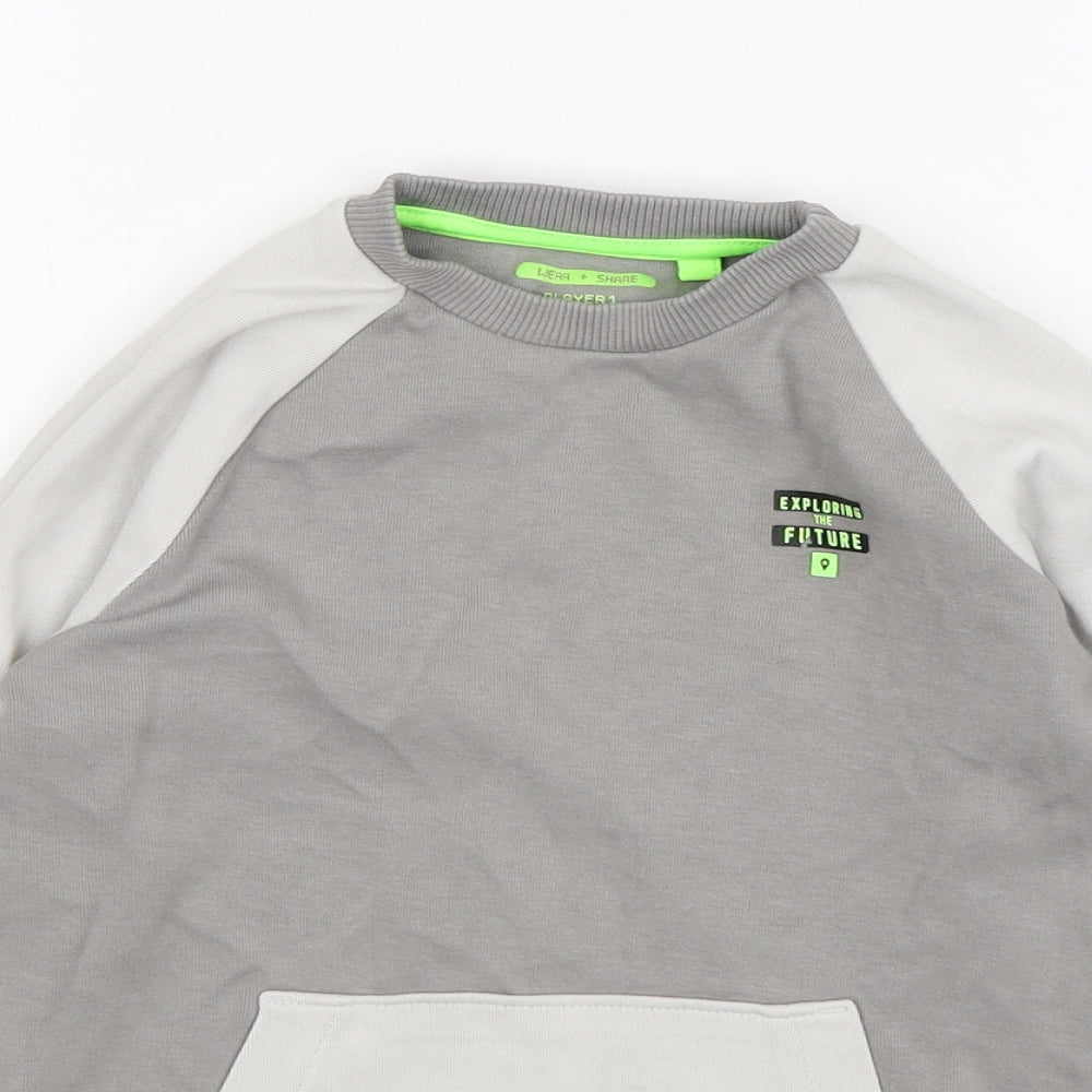 F&F Boys Grey  Cotton Pullover Sweatshirt Size 7-8 Years  Pullover