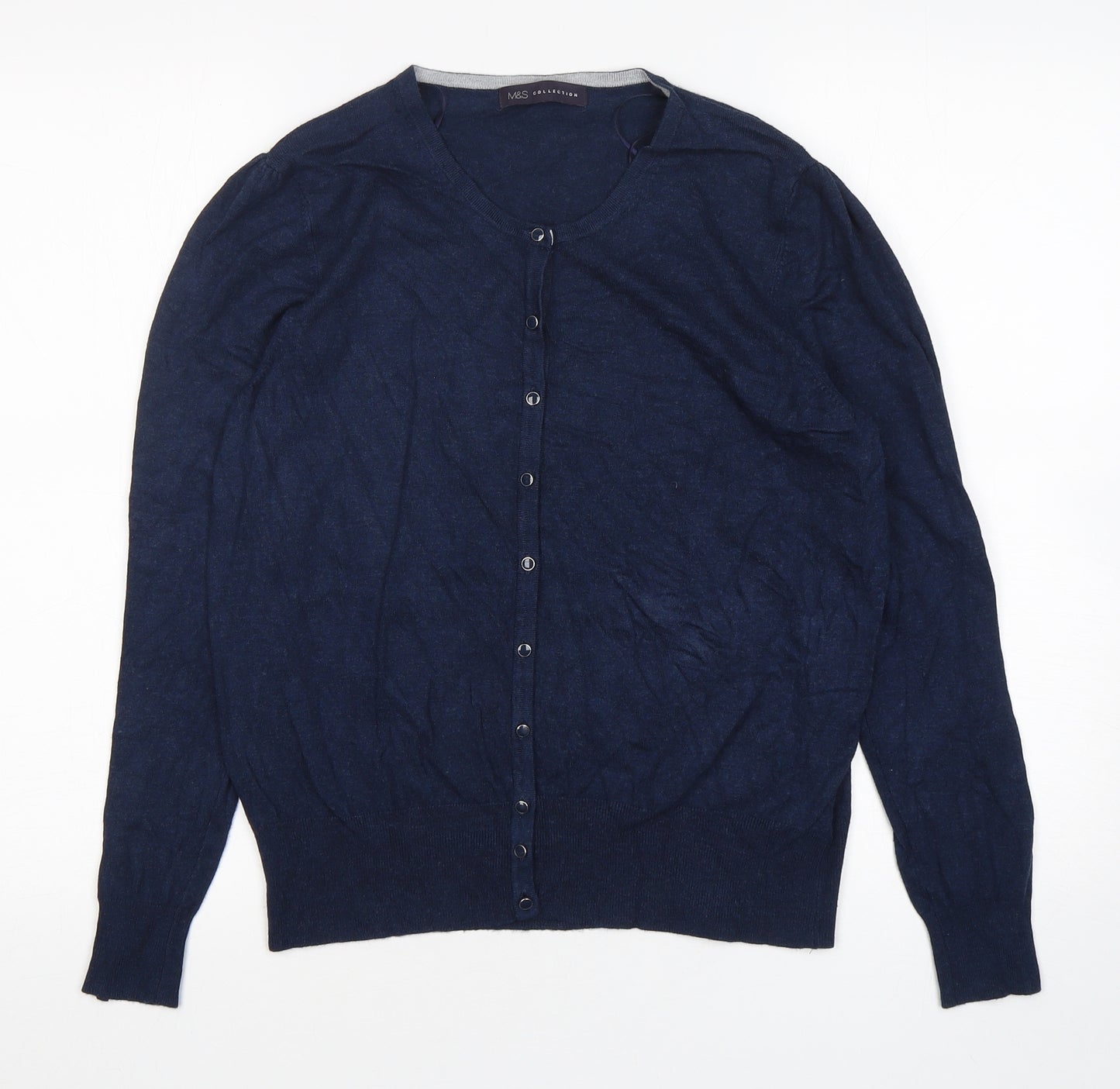 Marks and Spencer Womens Blue Round Neck  Viscose Cardigan Jumper Size 18