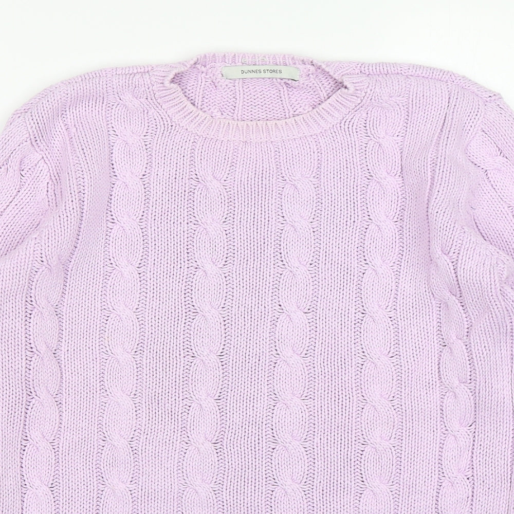 Dunnes Stores Womens Pink Round Neck  Cotton Pullover Jumper Size 10