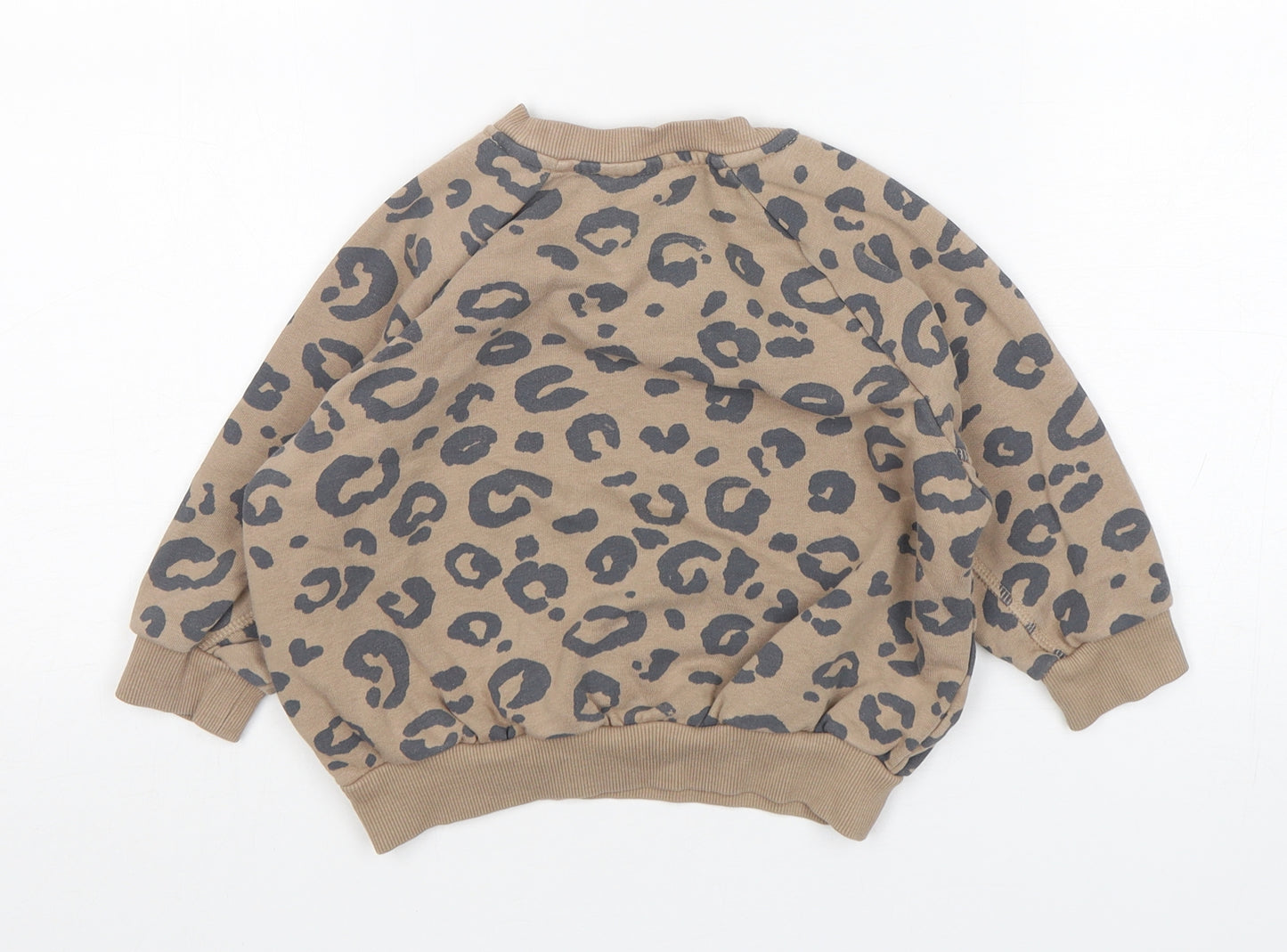 George Girls Beige Animal Print Cotton Pullover Sweatshirt Size 3-4 Years  Pullover
