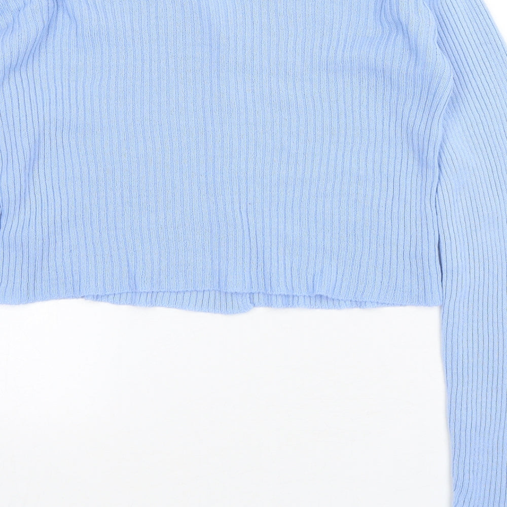 Daisy Street Womens Blue V-Neck  Acrylic Cardigan Jumper Size 10   - Cropped