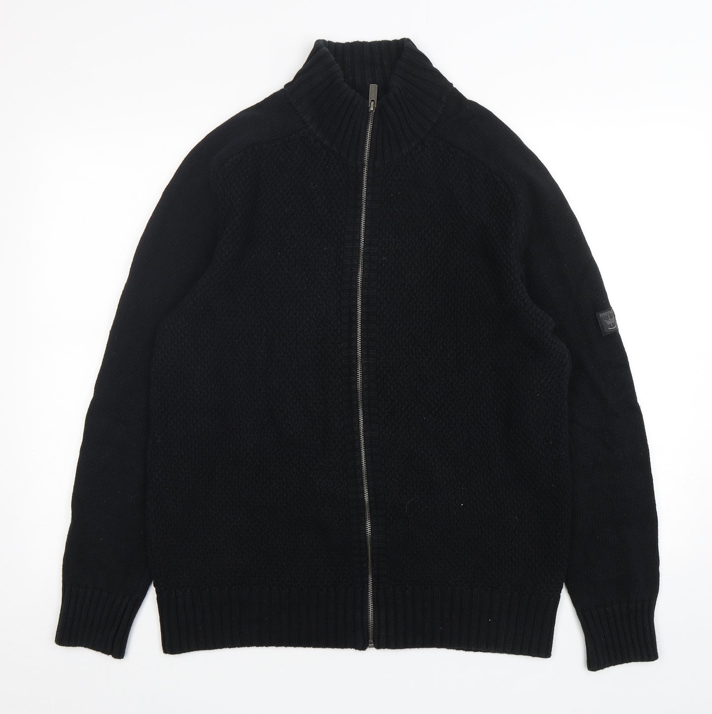Firetrap Mens Black  Cotton Full Zip Sweatshirt Size L