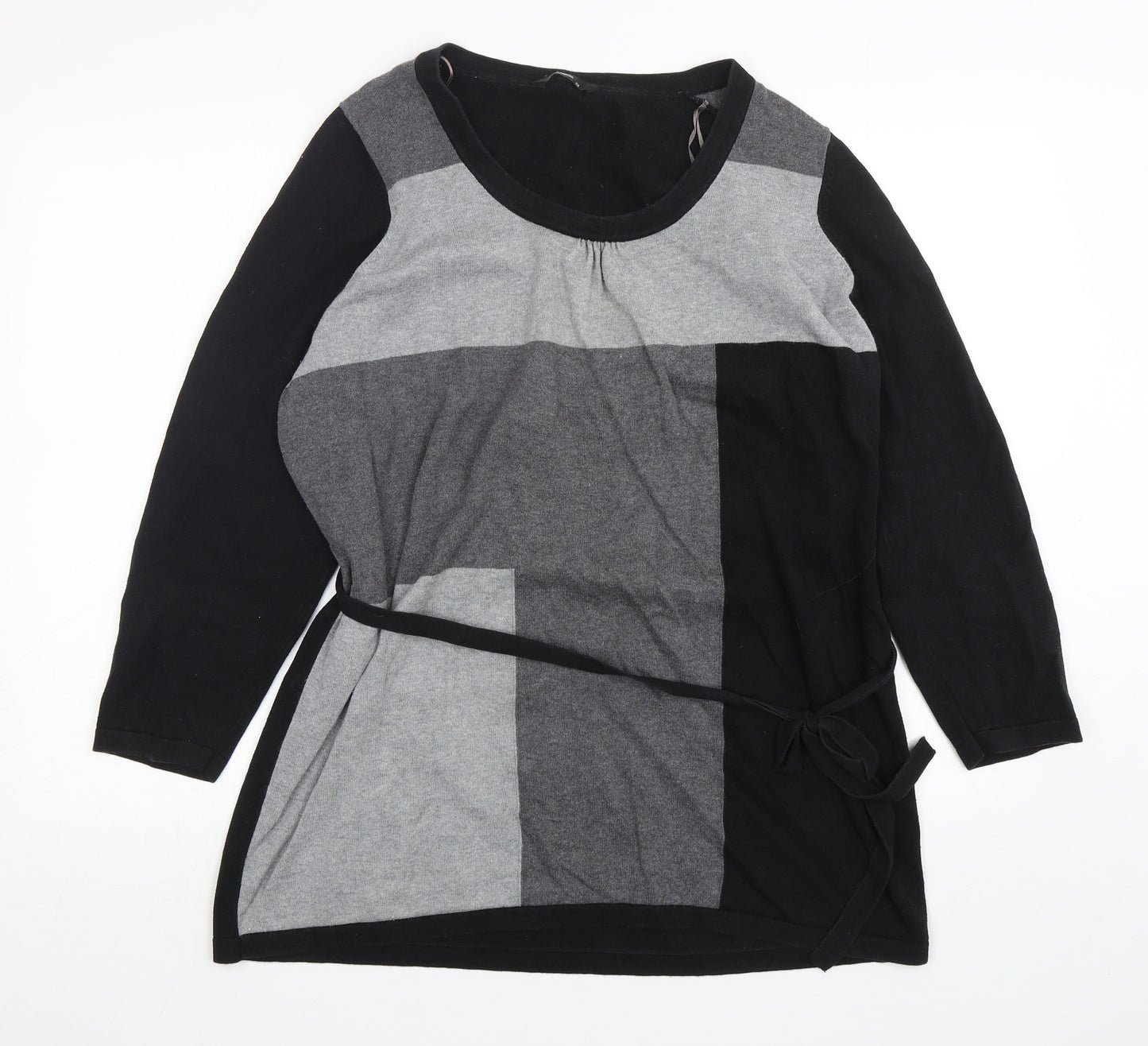 M&Co Womens Multicoloured Round Neck  Cotton Pullover Jumper Size 22