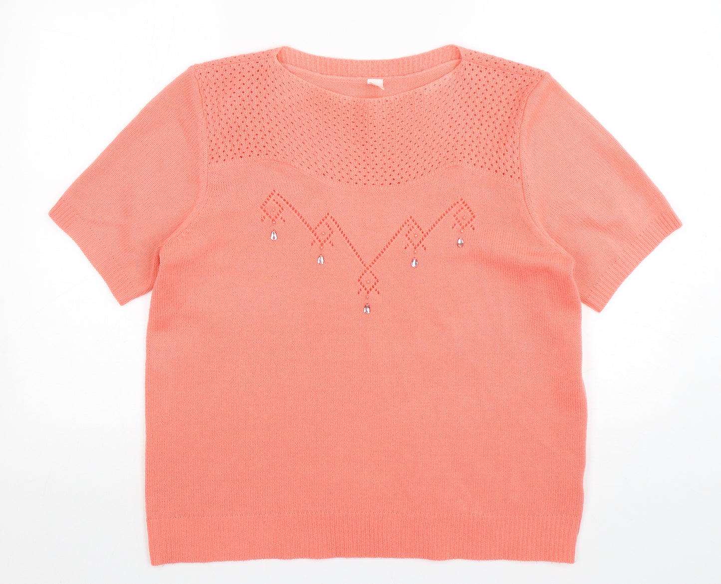 Preworn Womens Pink Round Neck  Acrylic Pullover Jumper Size 16