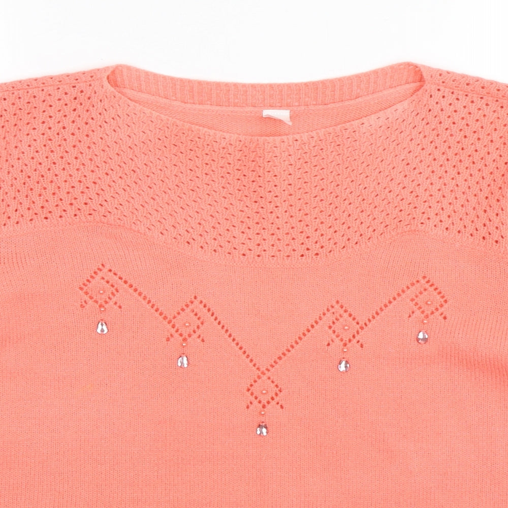 Preworn Womens Pink Round Neck  Acrylic Pullover Jumper Size 16