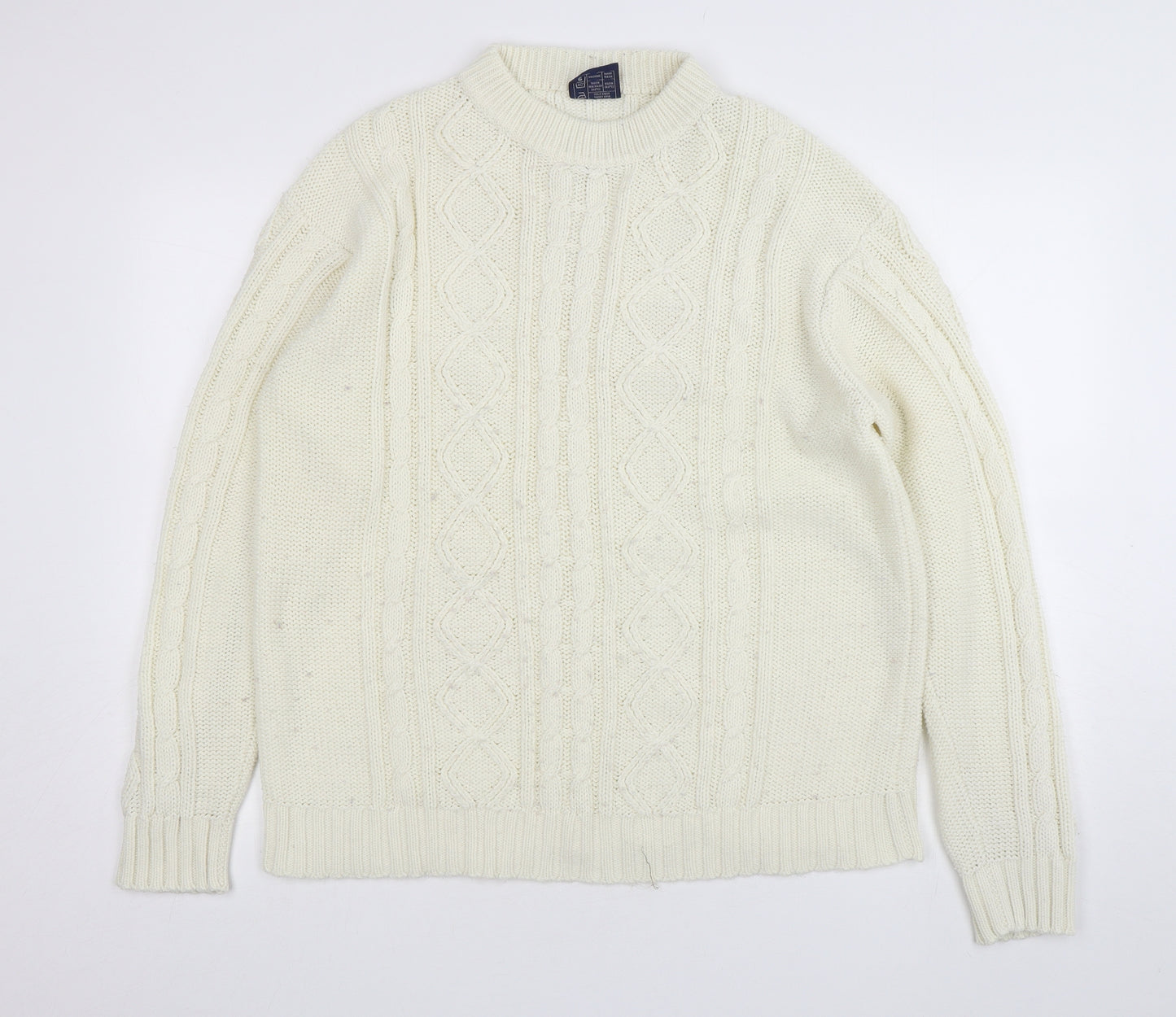 CandA Mens Ivory Round Neck  Acrylic Pullover Jumper Size XL