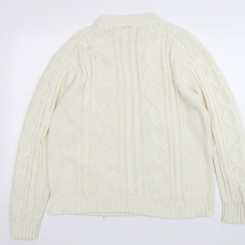 CandA Mens Ivory Round Neck  Acrylic Pullover Jumper Size XL