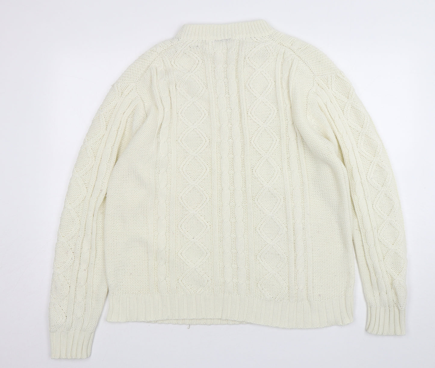 CandA Mens Ivory Round Neck  Acrylic Pullover Jumper Size XL