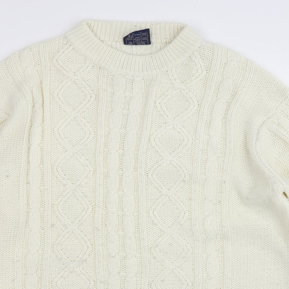 CandA Mens Ivory Round Neck  Acrylic Pullover Jumper Size XL