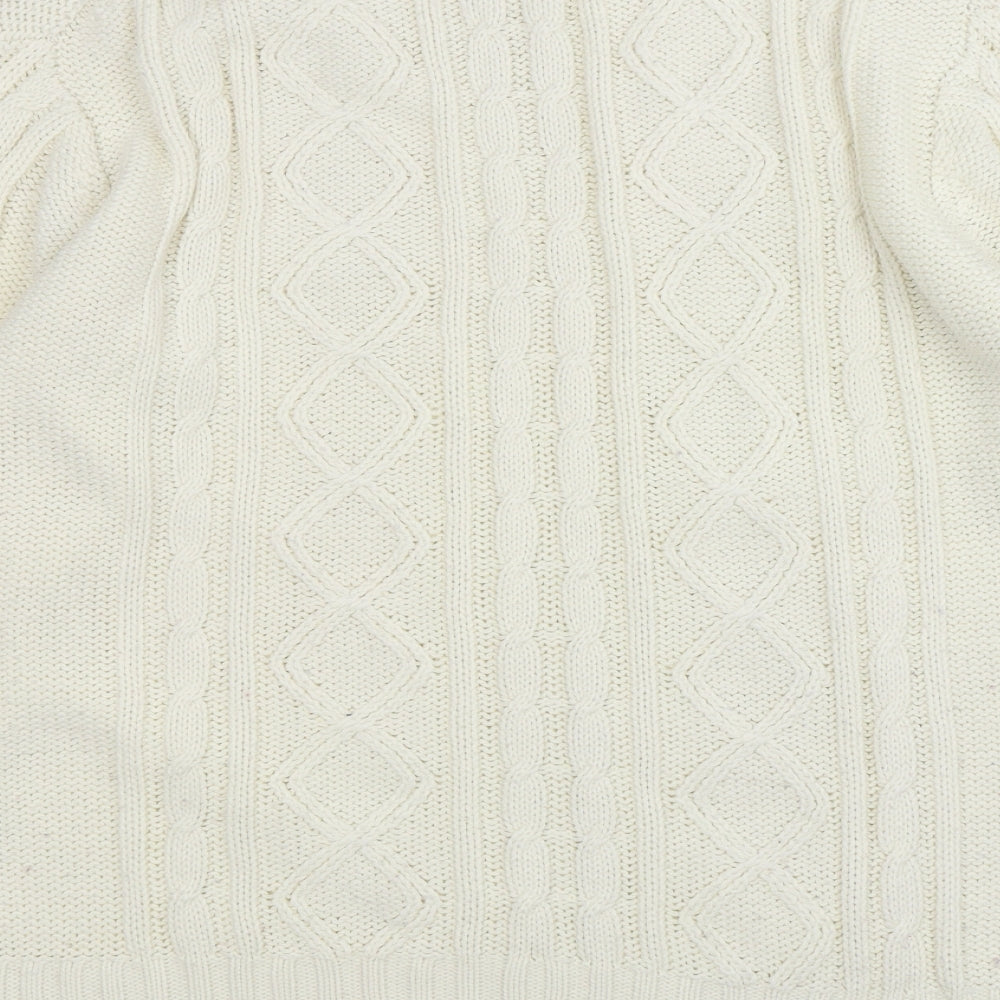 CandA Mens Ivory Round Neck  Acrylic Pullover Jumper Size XL