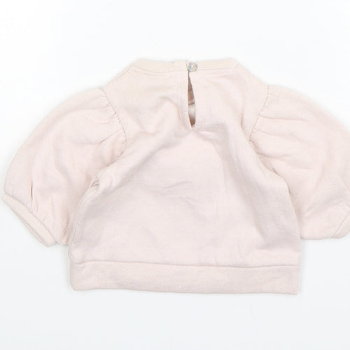 NEXT Girls Pink  Cotton Pullover Jumper Size 3-6 Months  Pullover - Swan Print