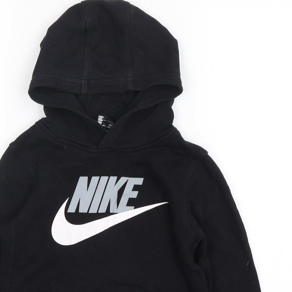 Nike Boys Black  Cotton Pullover Hoodie Size 7 Years