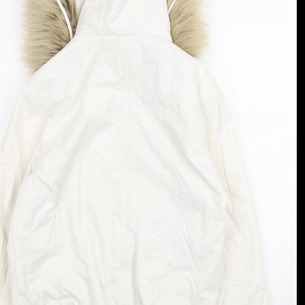 TU Womens White   Parka Coat Size 10  Zip