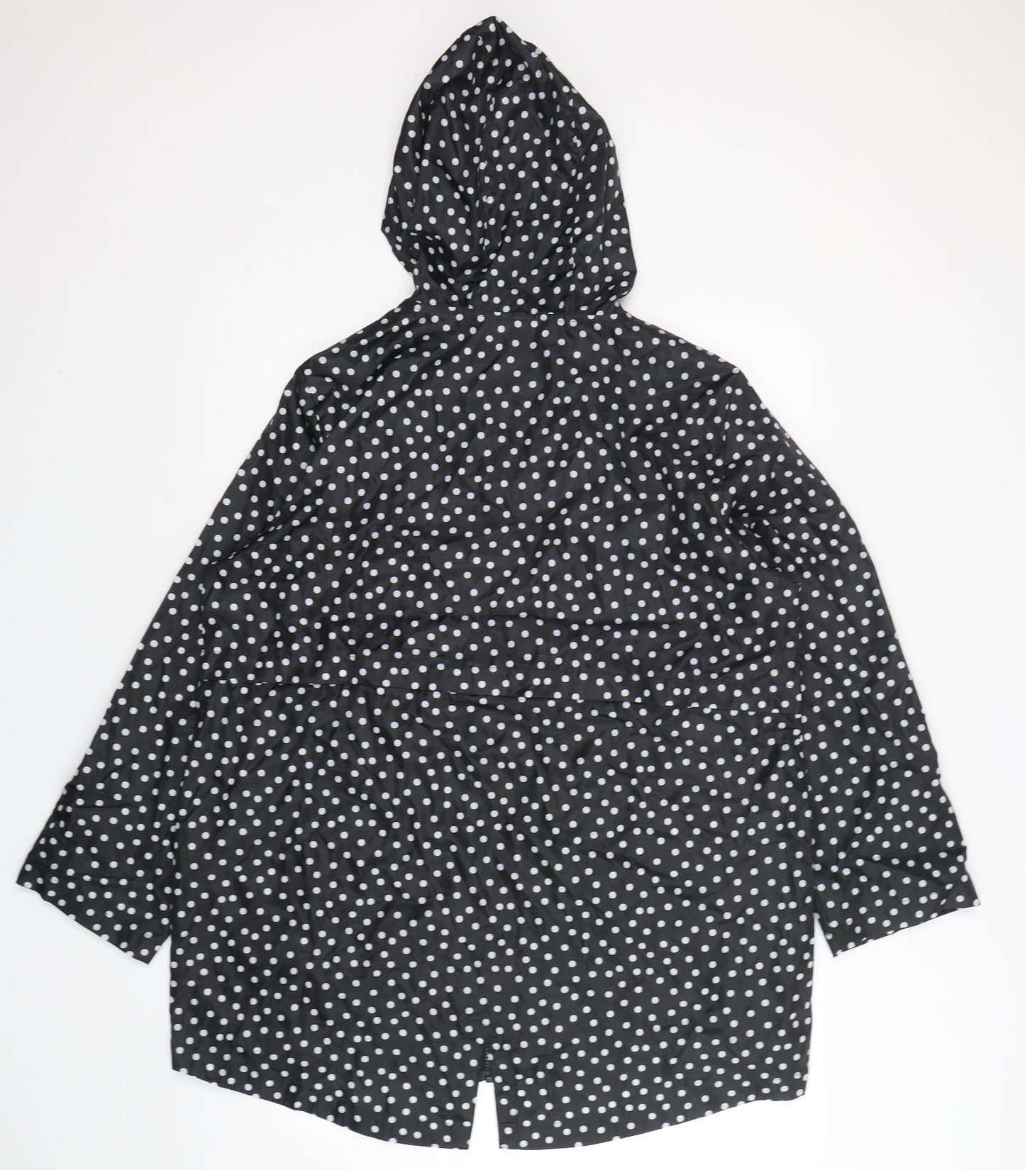 George Womens Black Polka Dot  Rain Coat Coat Size 16  Zip