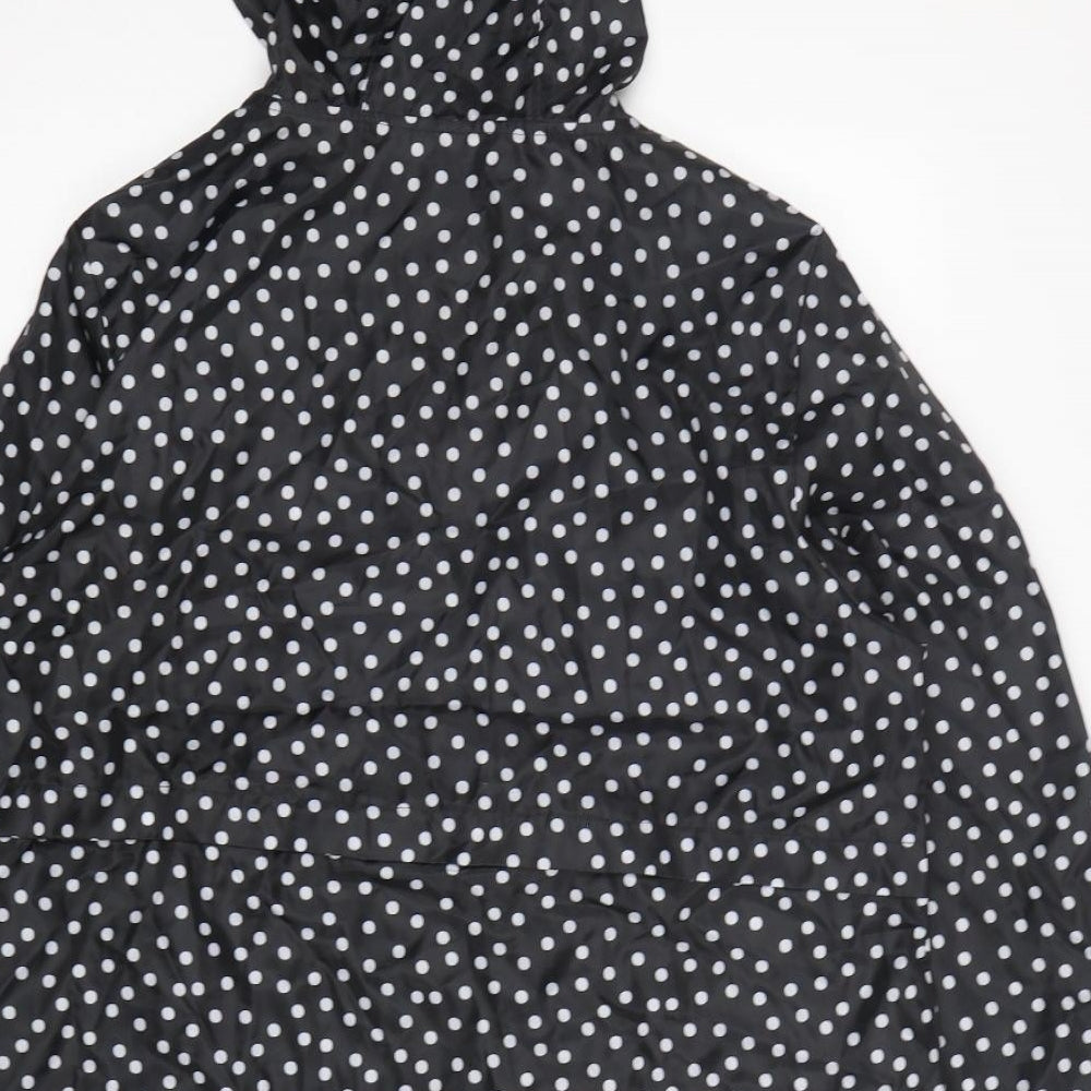 George Womens Black Polka Dot  Rain Coat Coat Size 16  Zip