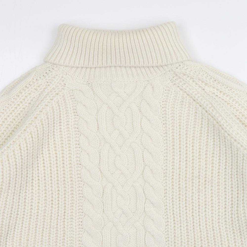 Papaya Womens Ivory Roll Neck  Acrylic Pullover Jumper Size XL