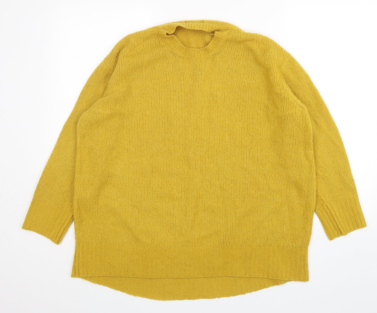 Zara Womens Yellow Round Neck  Acrylic Pullover Jumper Size S