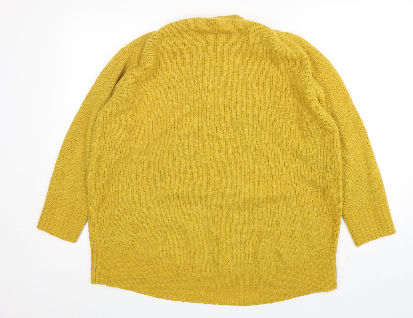 Zara Womens Yellow Round Neck  Acrylic Pullover Jumper Size S