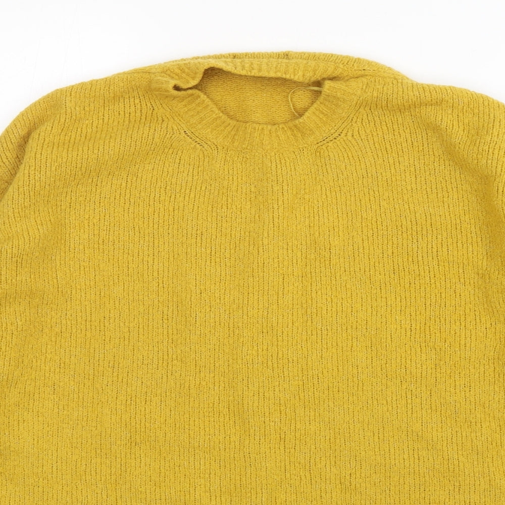 Zara Womens Yellow Round Neck  Acrylic Pullover Jumper Size S