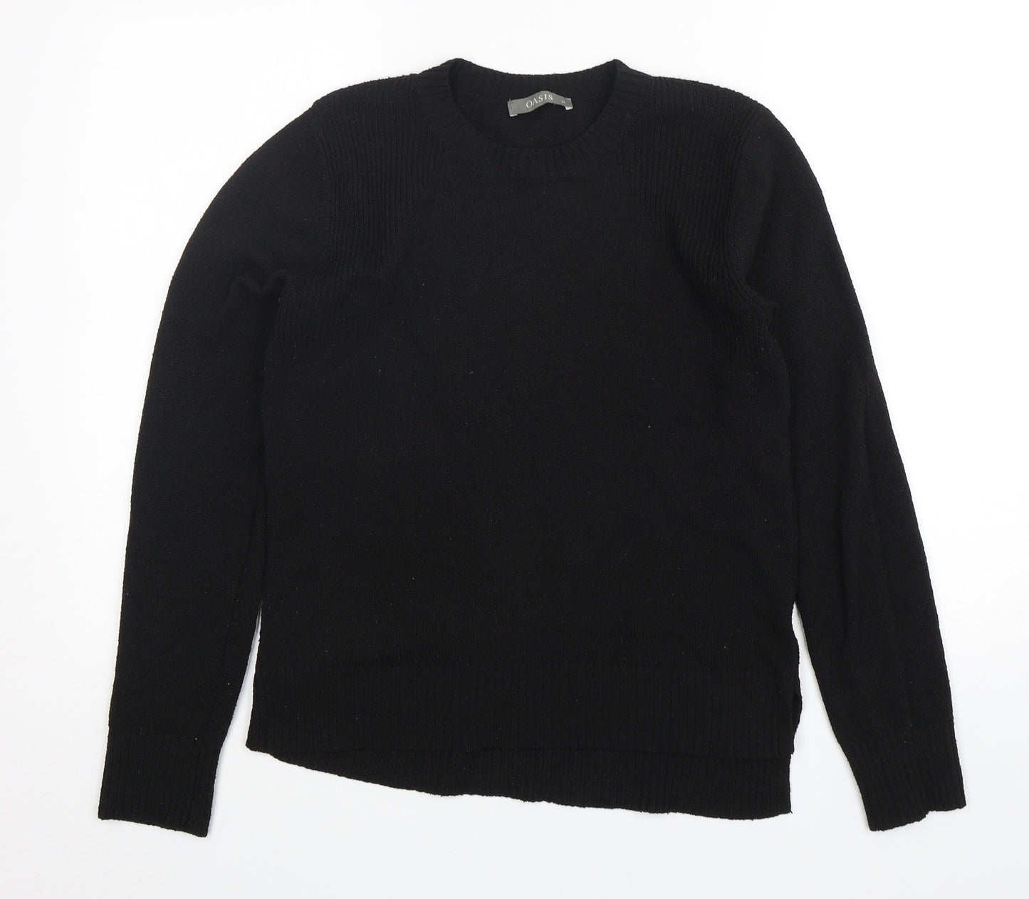 Oasis Womens Black Round Neck  Polyamide Pullover Jumper Size M