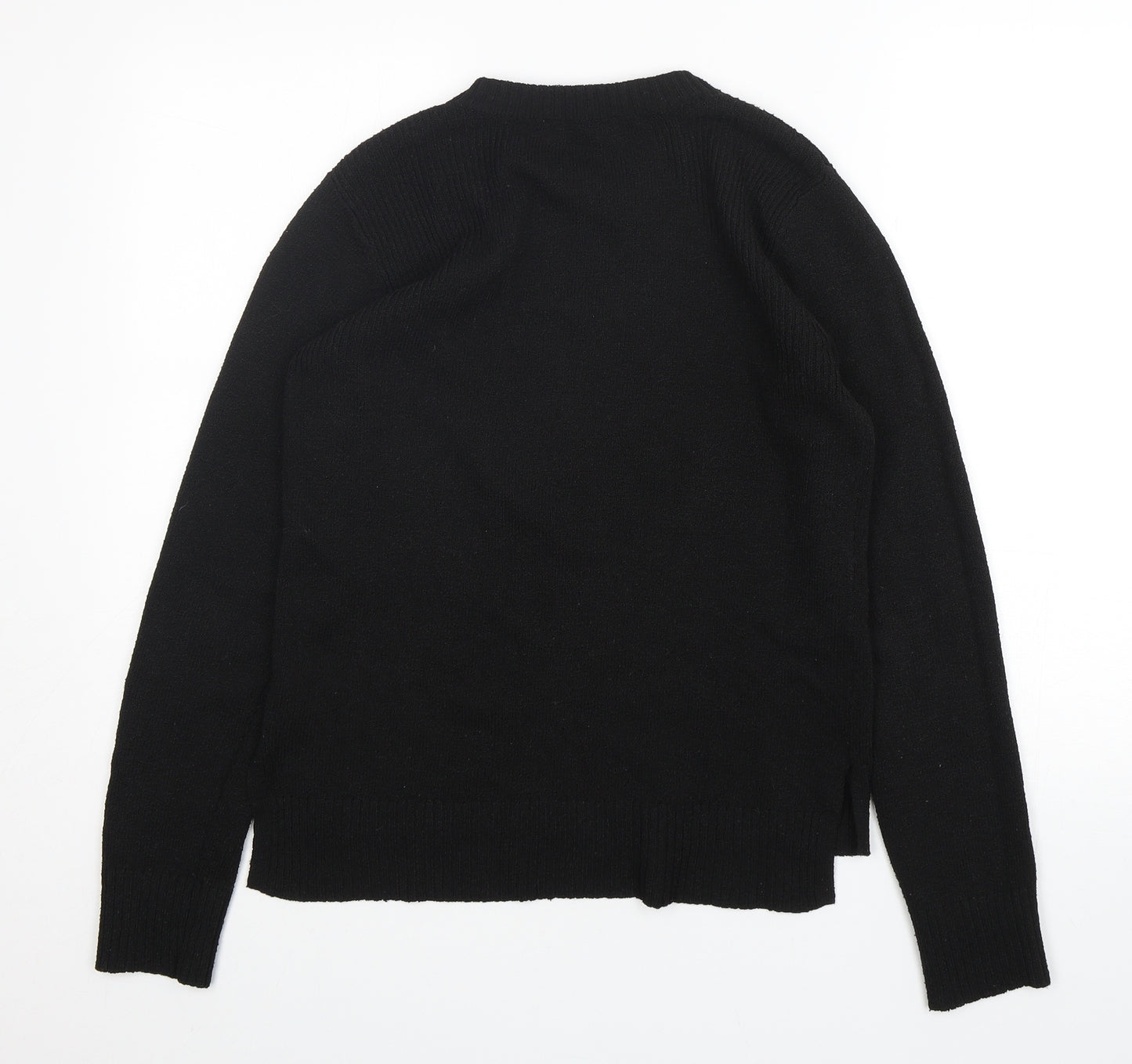 Oasis Womens Black Round Neck  Polyamide Pullover Jumper Size M