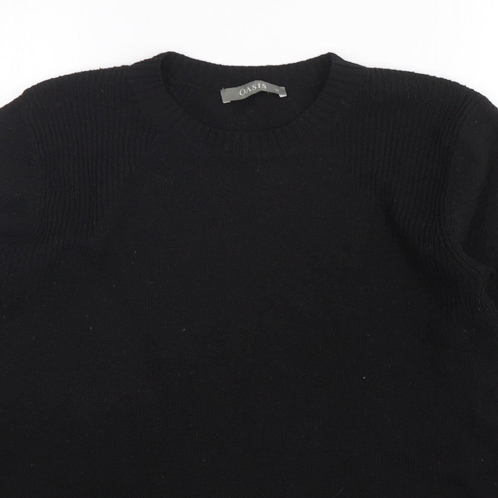 Oasis Womens Black Round Neck  Polyamide Pullover Jumper Size M