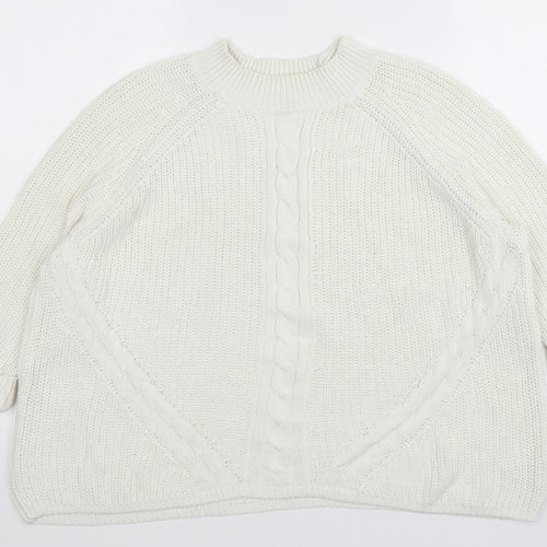 George Womens White Round Neck  Cotton Pullover Jumper Size 18