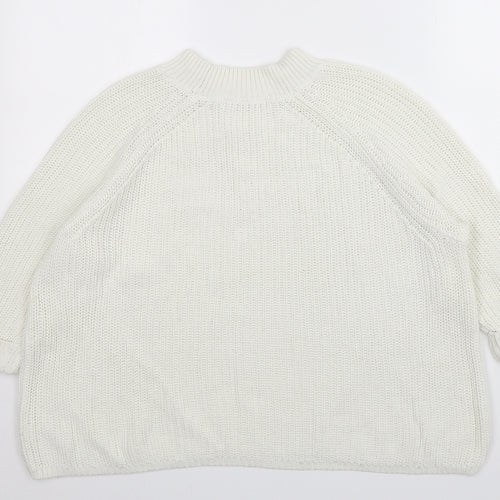 George Womens White Round Neck  Cotton Pullover Jumper Size 18