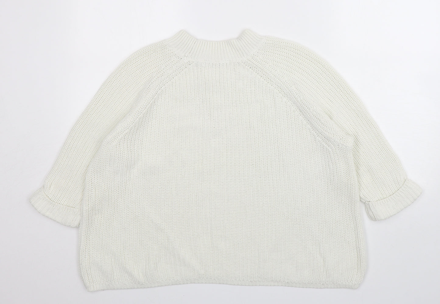 George Womens White Round Neck  Cotton Pullover Jumper Size 18